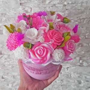 Originálna mydlová kytica - Ružová